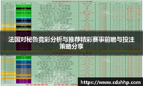 法国对秘鲁竞彩分析与推荐精彩赛事前瞻与投注策略分享